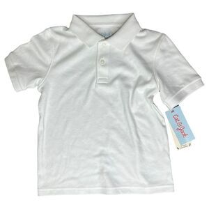 NEW Cat & Jack Toddler Short Sleeve Interlock Uniform Polo Shirt White 5T